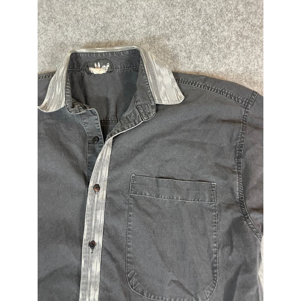 Vintage Button Shirt Mens XL Short Sleeve Chest Pocket Casual Retro Gray - Picture 4 of 8